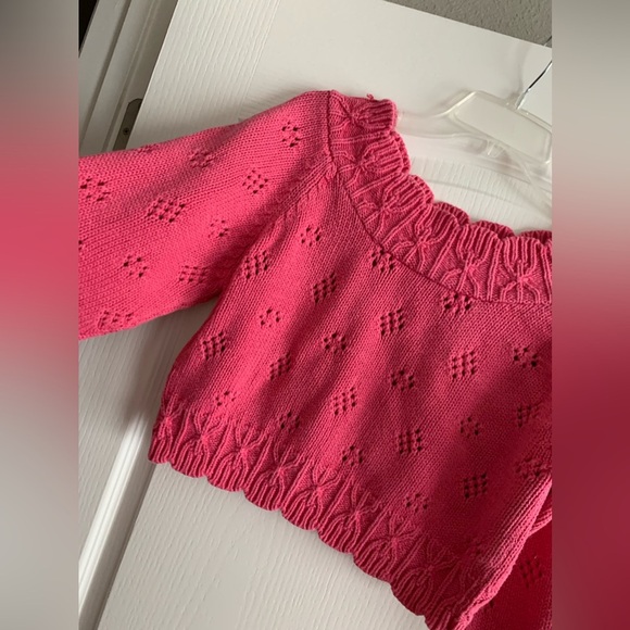 Vintage 90s Crop pink knit sweater size Medium - Picture 3 of 9